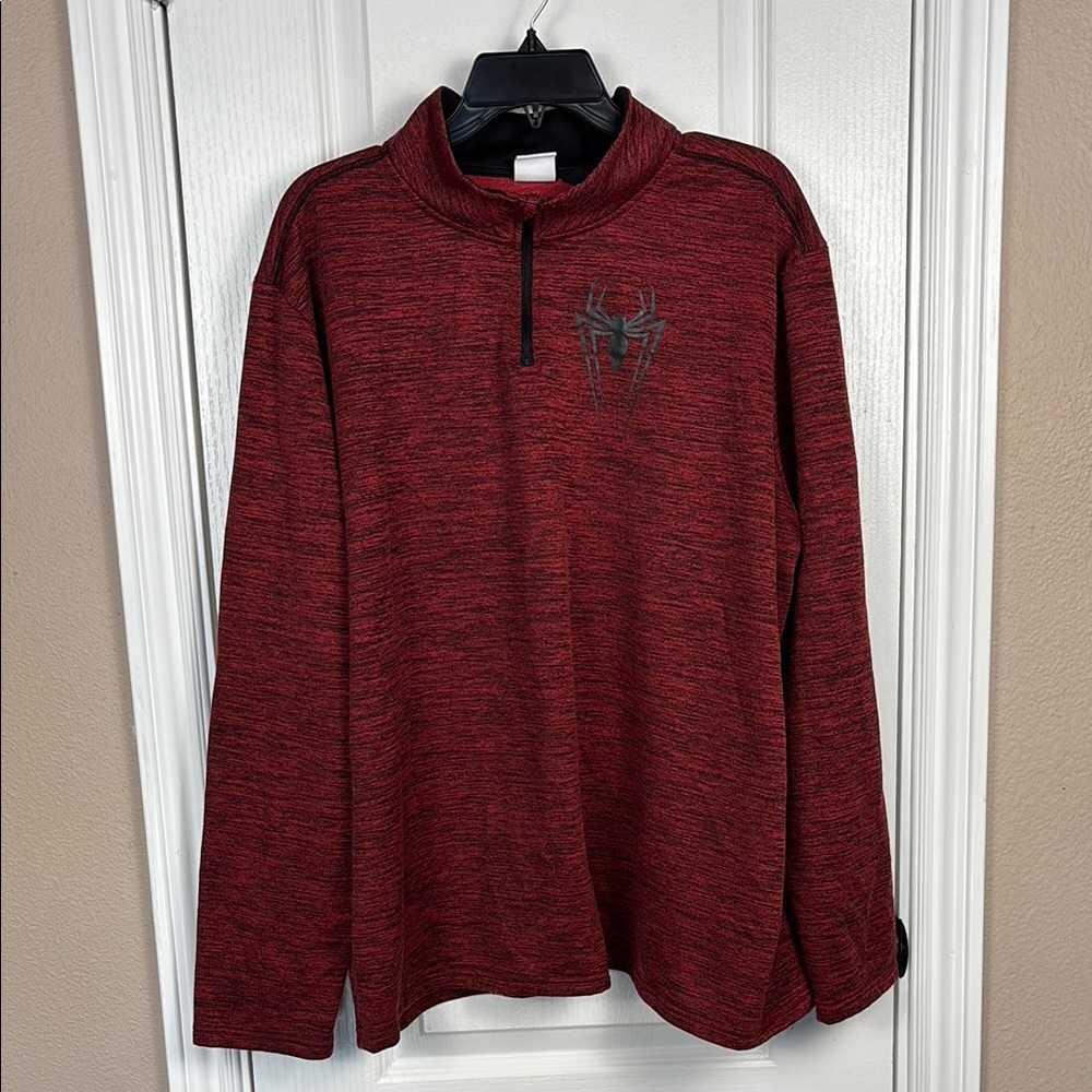 Marvel Spiderman Men's Logo 3/4 Zip Pullover Mock Turtleneck Sweatshirt Size XXL